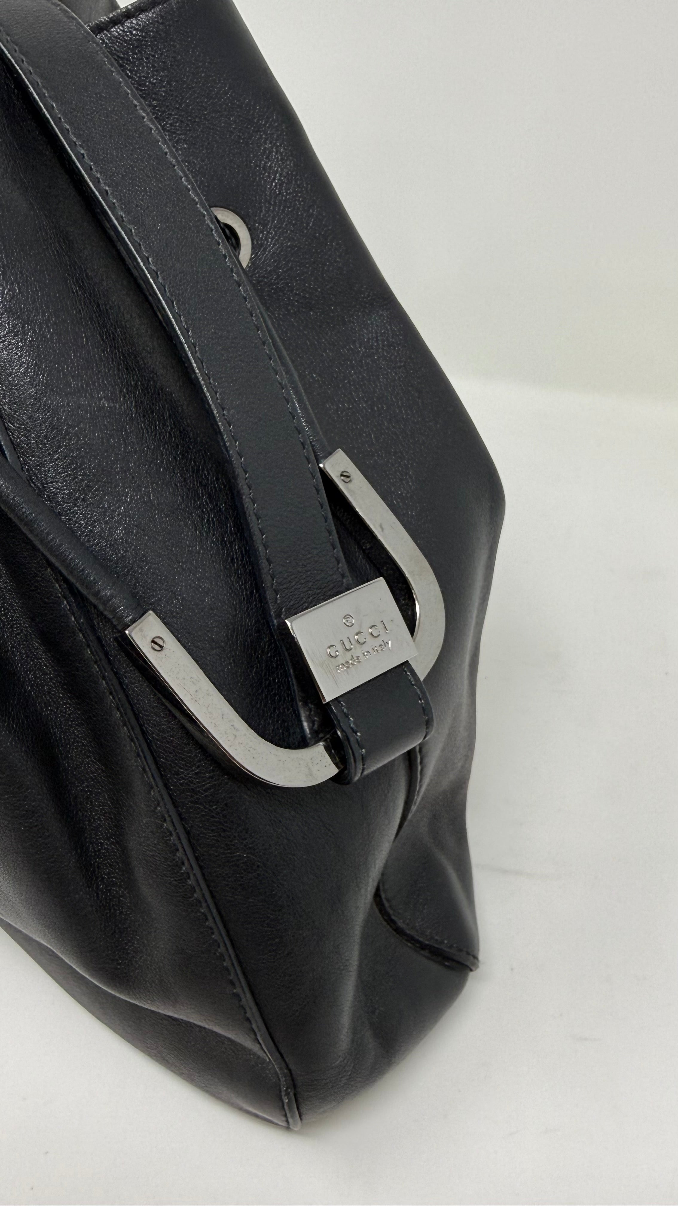 Gucci Black Leather Drawstring