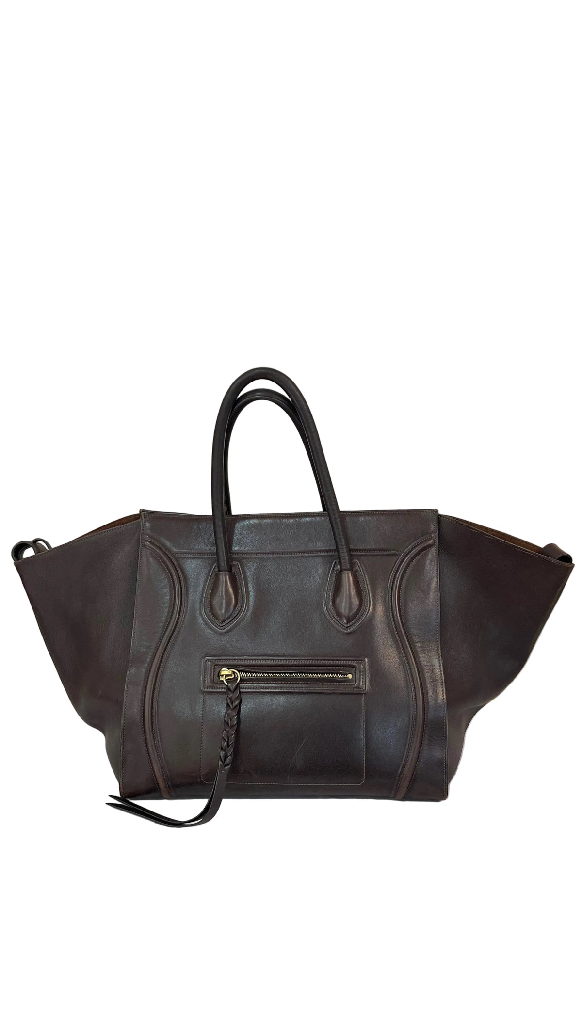 Celine Leather PRE OWNED Luggage Phantom Brown