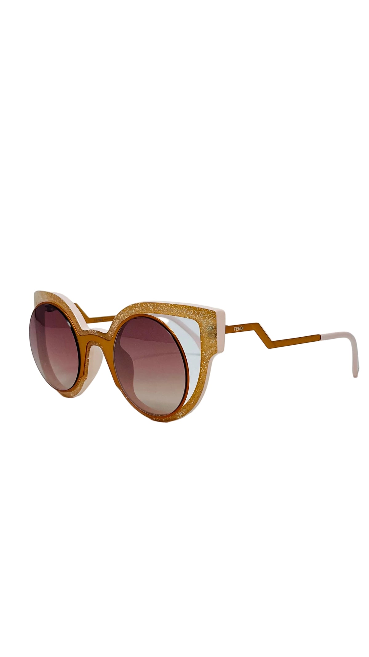 Fendi Cat Eye Sunglasses PRE OWNED Orange Pink Glitter Cat Eye FF0137/S
