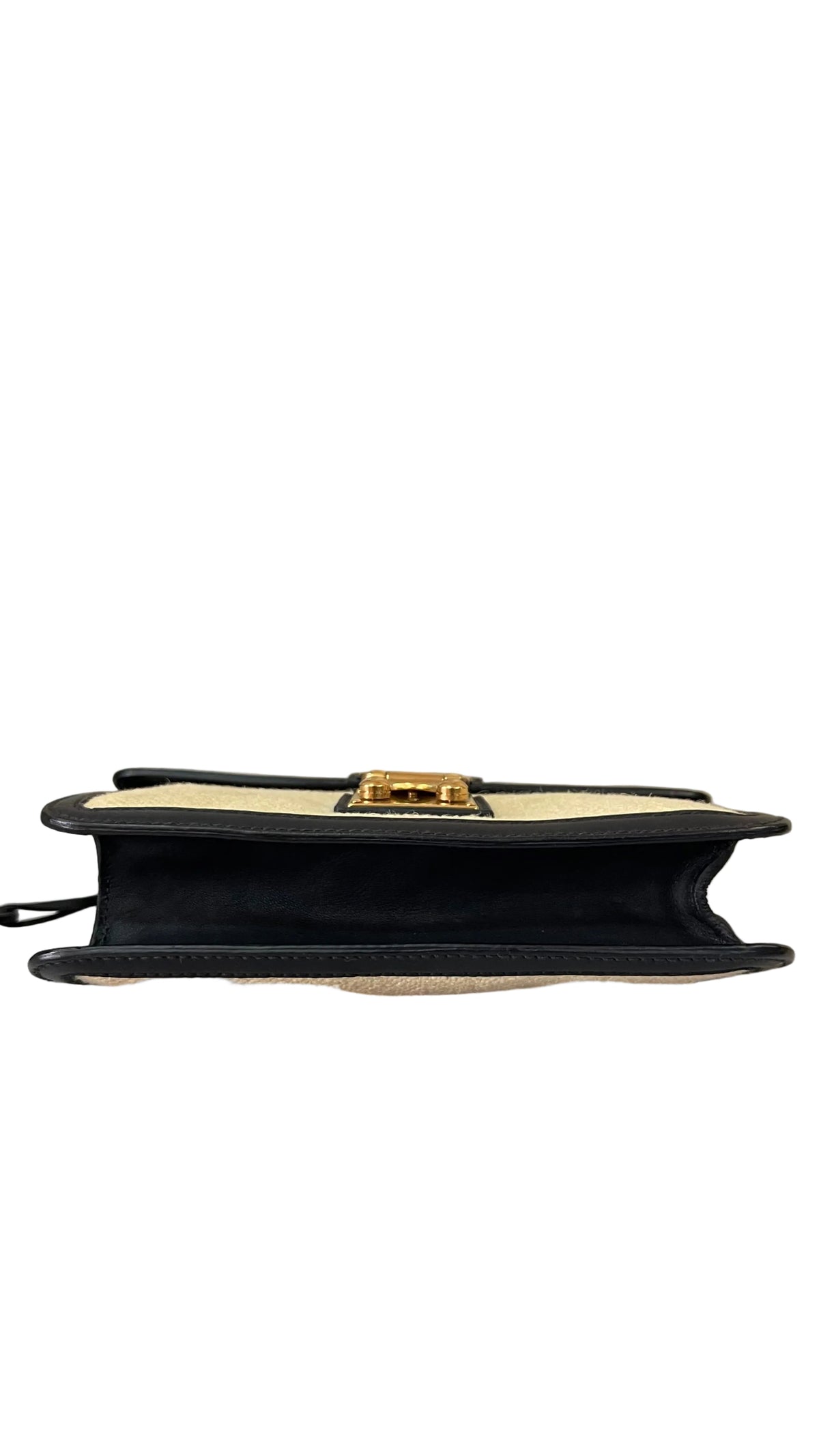 Miu Miu Mini Bandolera Top Handle | Lona Natural & Cuero Negro