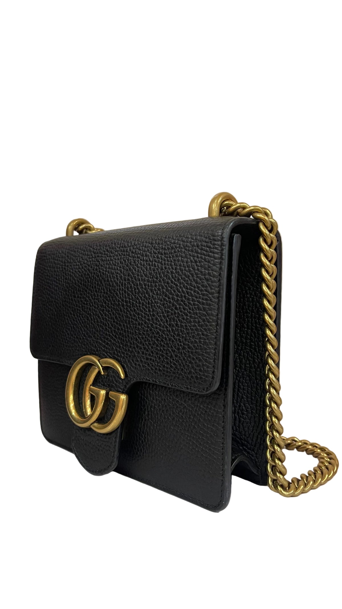 Gucci PRE OWNED GG Marmont Chain Leather Small Shoulder Bag