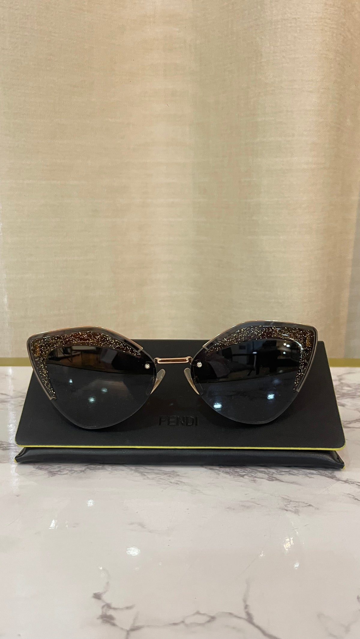 Fendi Sunglasses Oversize PRE OWNED Metal Black