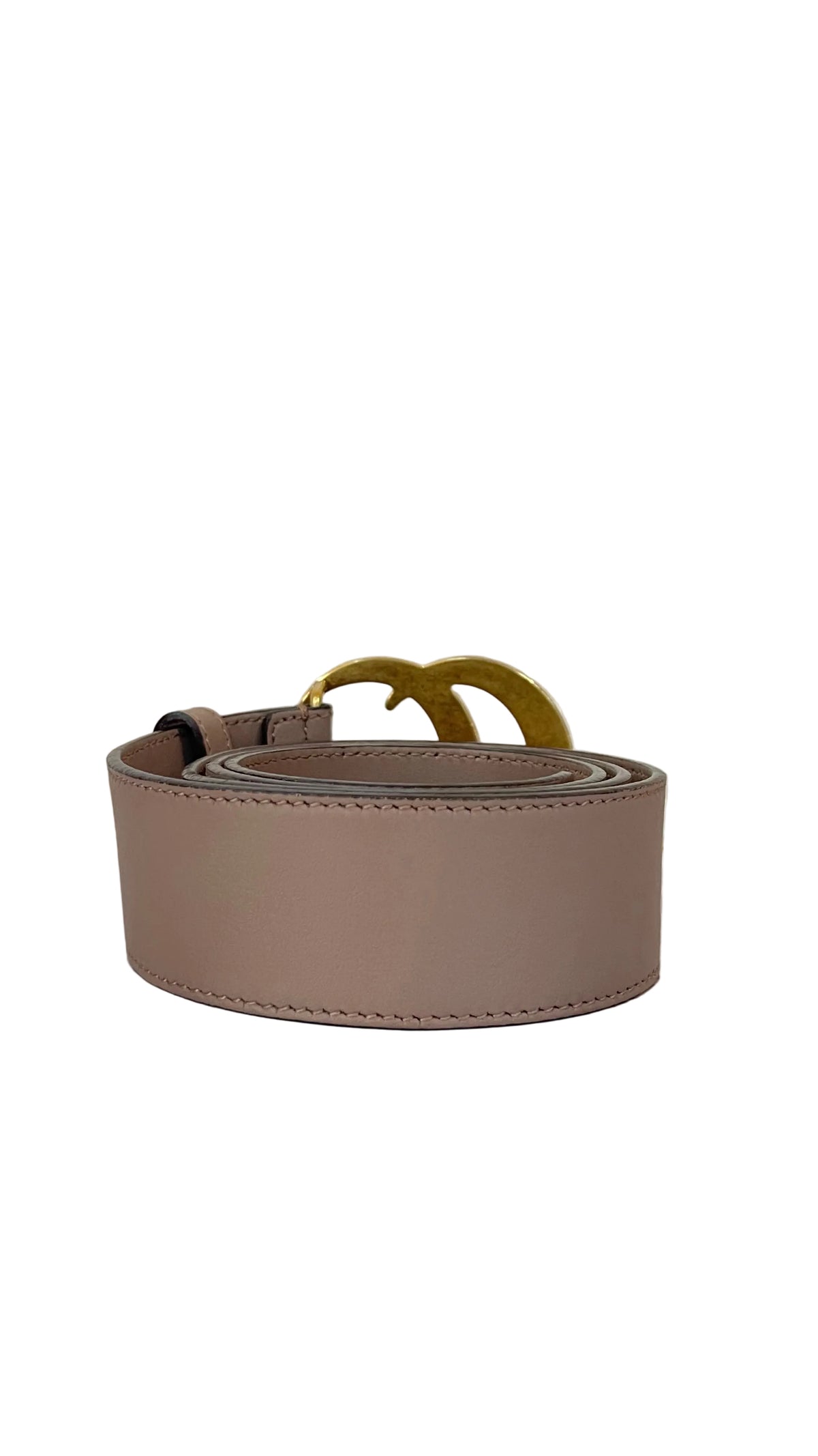 Gucci GG Marmont Wide Belt — Dusty Rose / Antique Gold