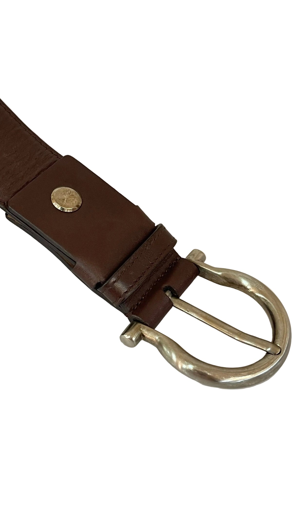 Salvatore Ferragamo Gancini Belt — Dark Brown Leather / Silver