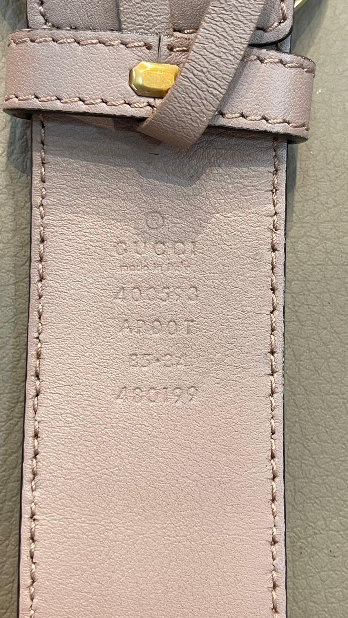Gucci GG Marmont Wide Belt — Dusty Rose / Antique Gold