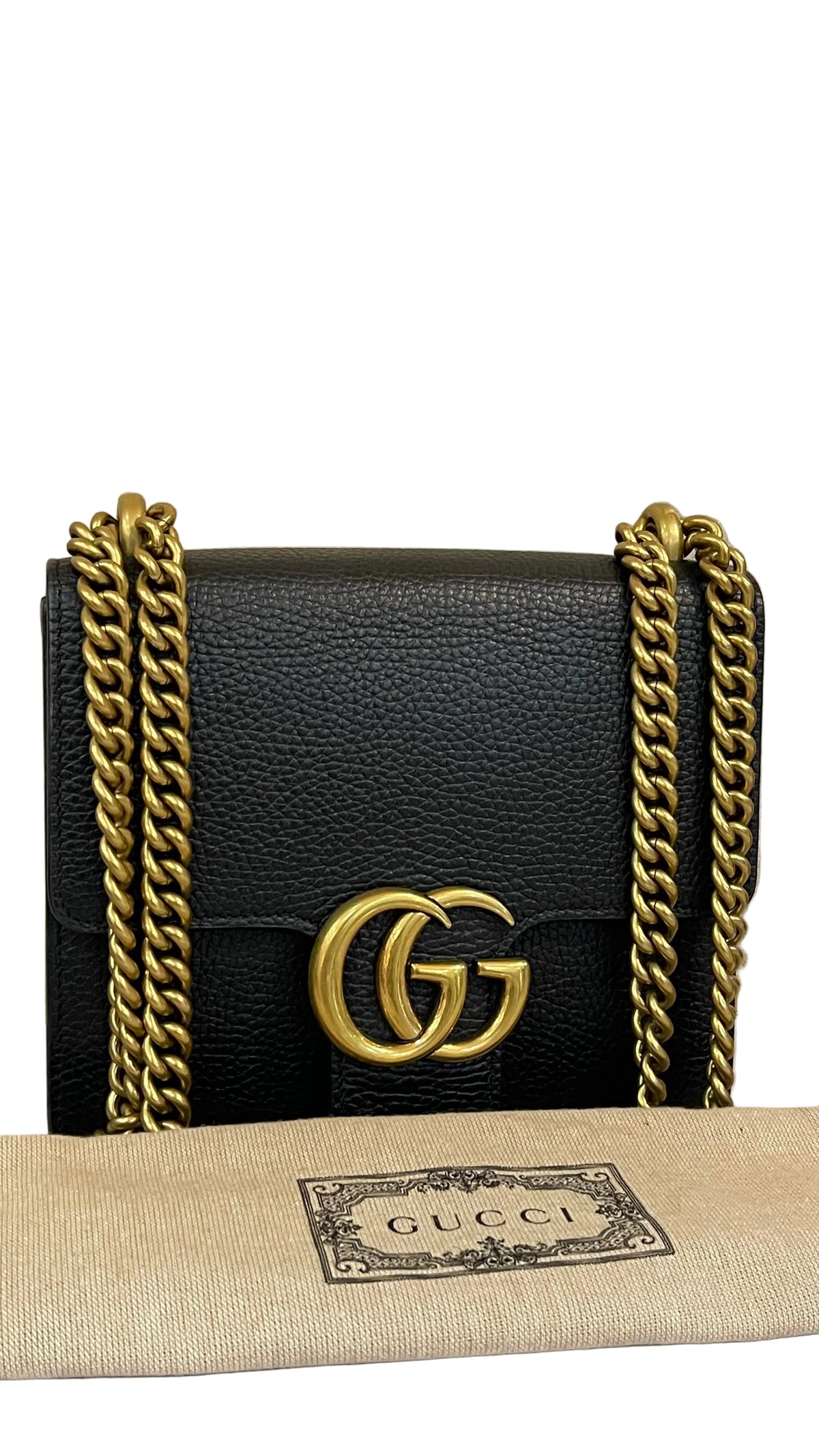 Gucci PRE OWNED GG Marmont Chain Leather Small Shoulder Bag