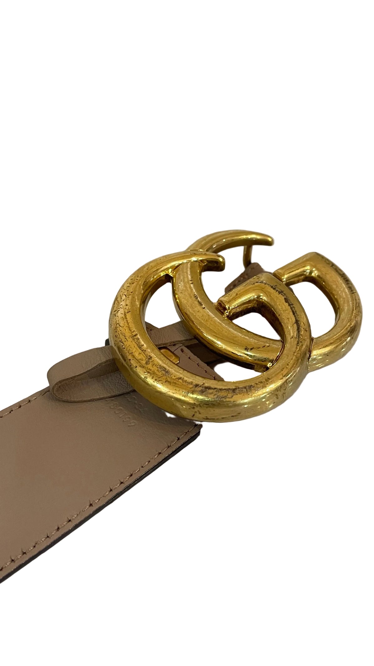 Gucci GG Marmont Wide Belt — Dusty Rose / Antique Gold