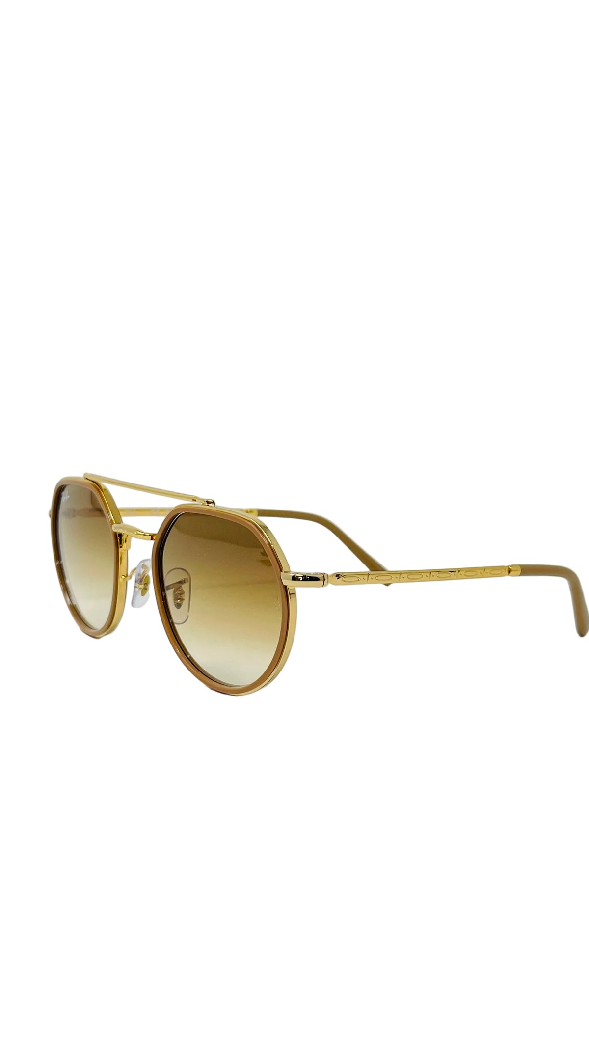 Ray-Ban Round Double Bridge Sunglasses PRE OWNED Gold Gradient