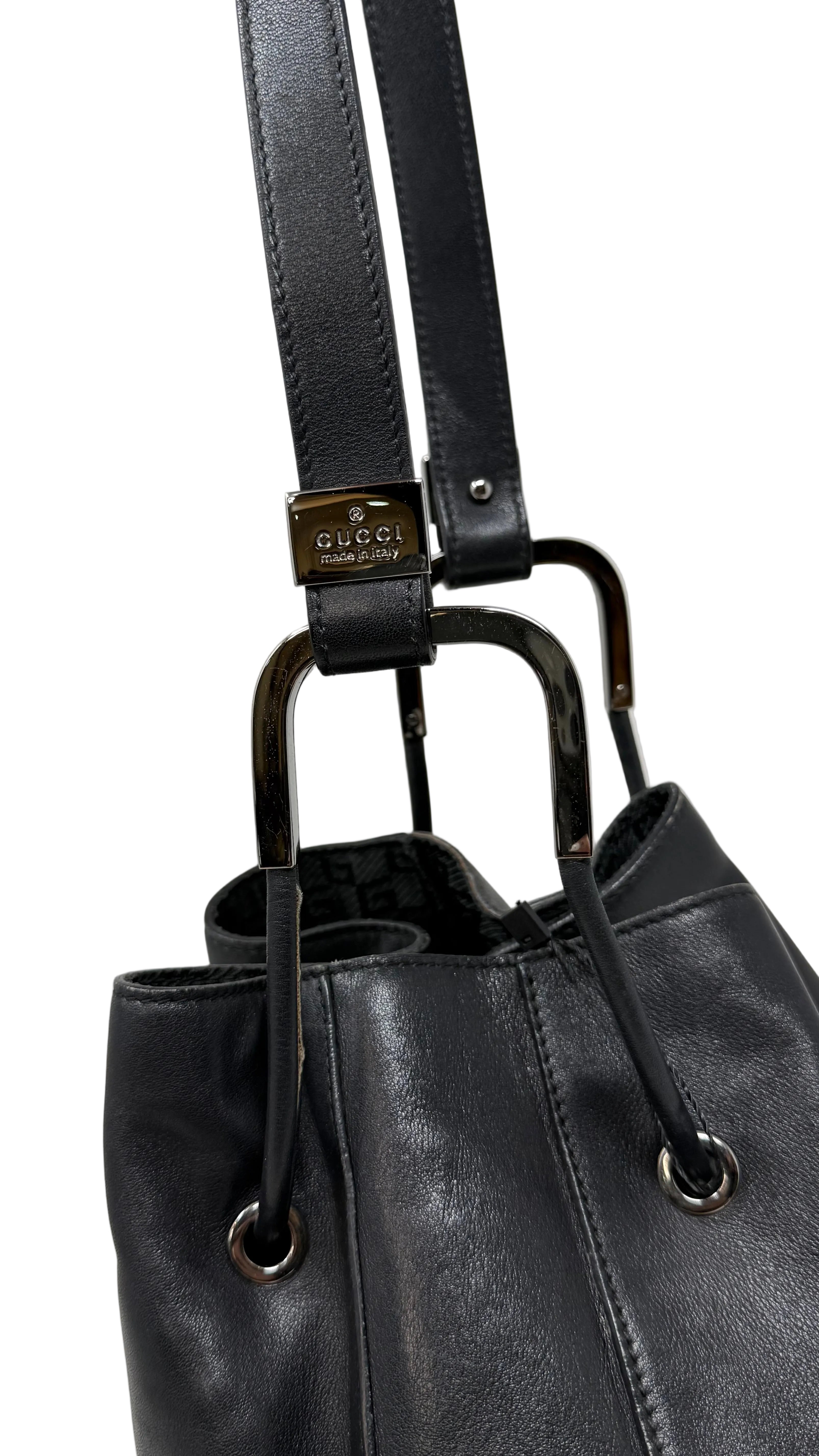Gucci Black Leather Drawstring