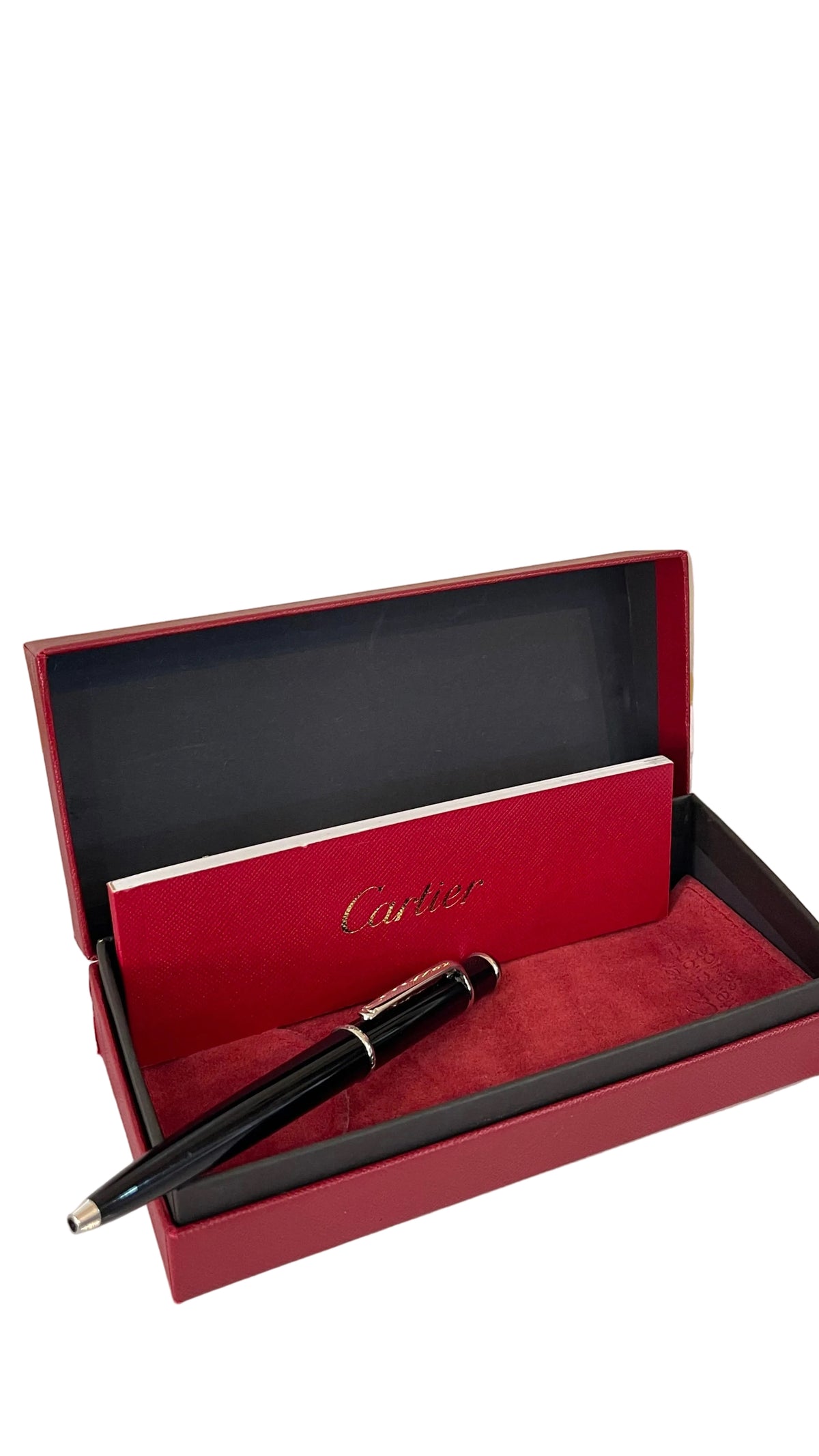 Cartier PRE OWNED Diabolo Ballpoint Pen Black Lacquer Palladium