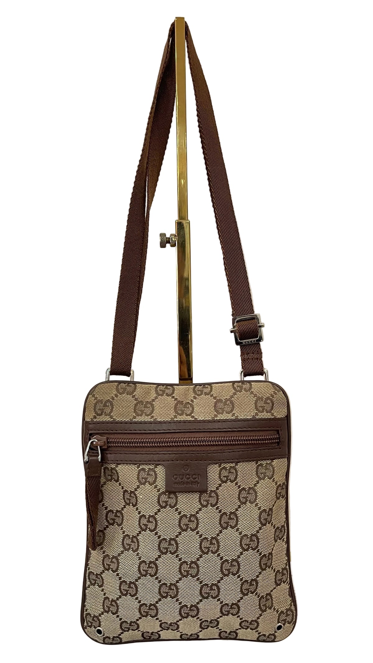 Gucci GG Canvas Flat Messenger Crossbody | Beige & Café