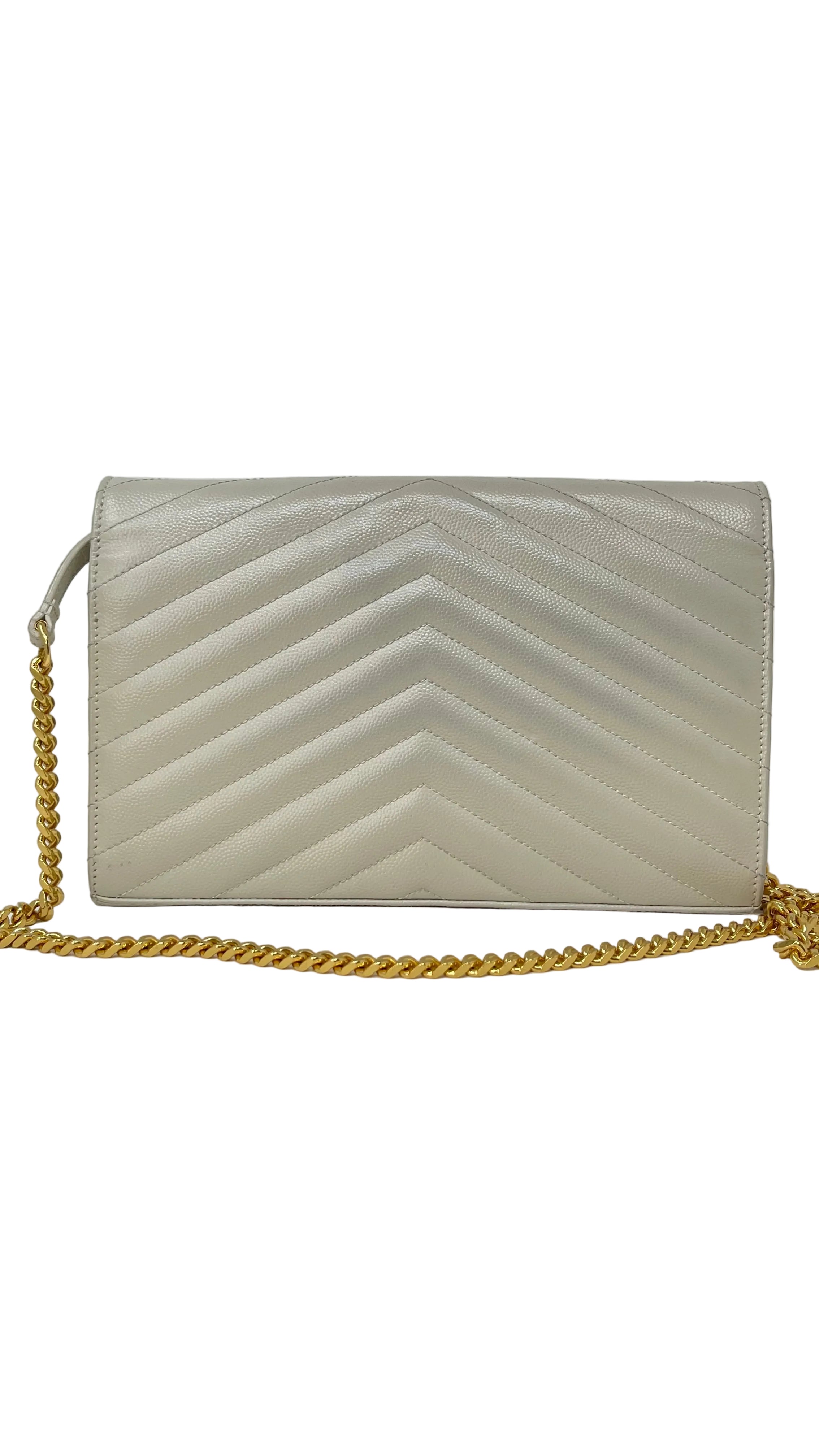 Yves Saint Laurent White  Leather Envelope Small.
