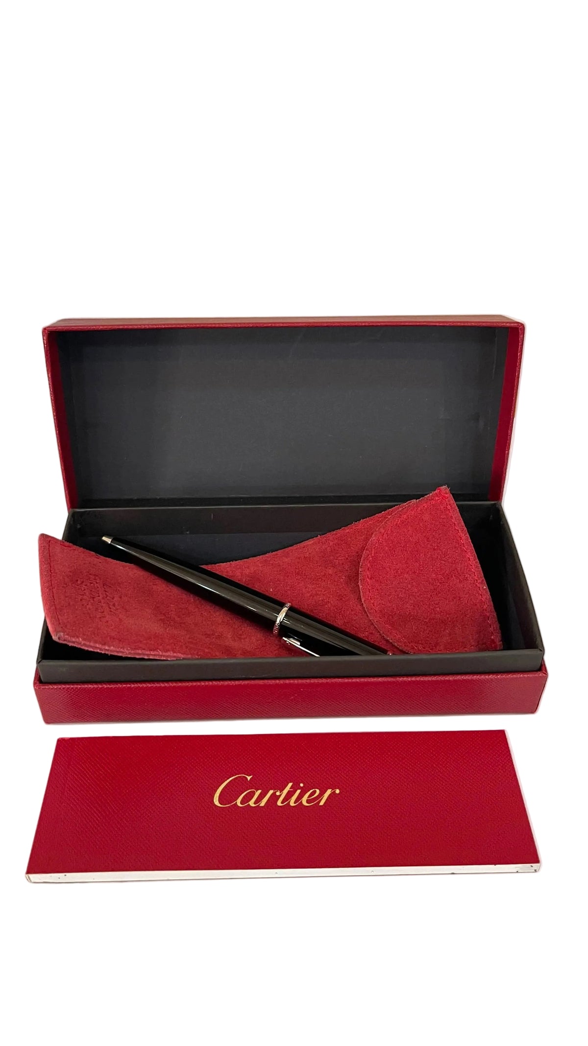 Cartier PRE OWNED Diabolo Ballpoint Pen Black Lacquer Palladium