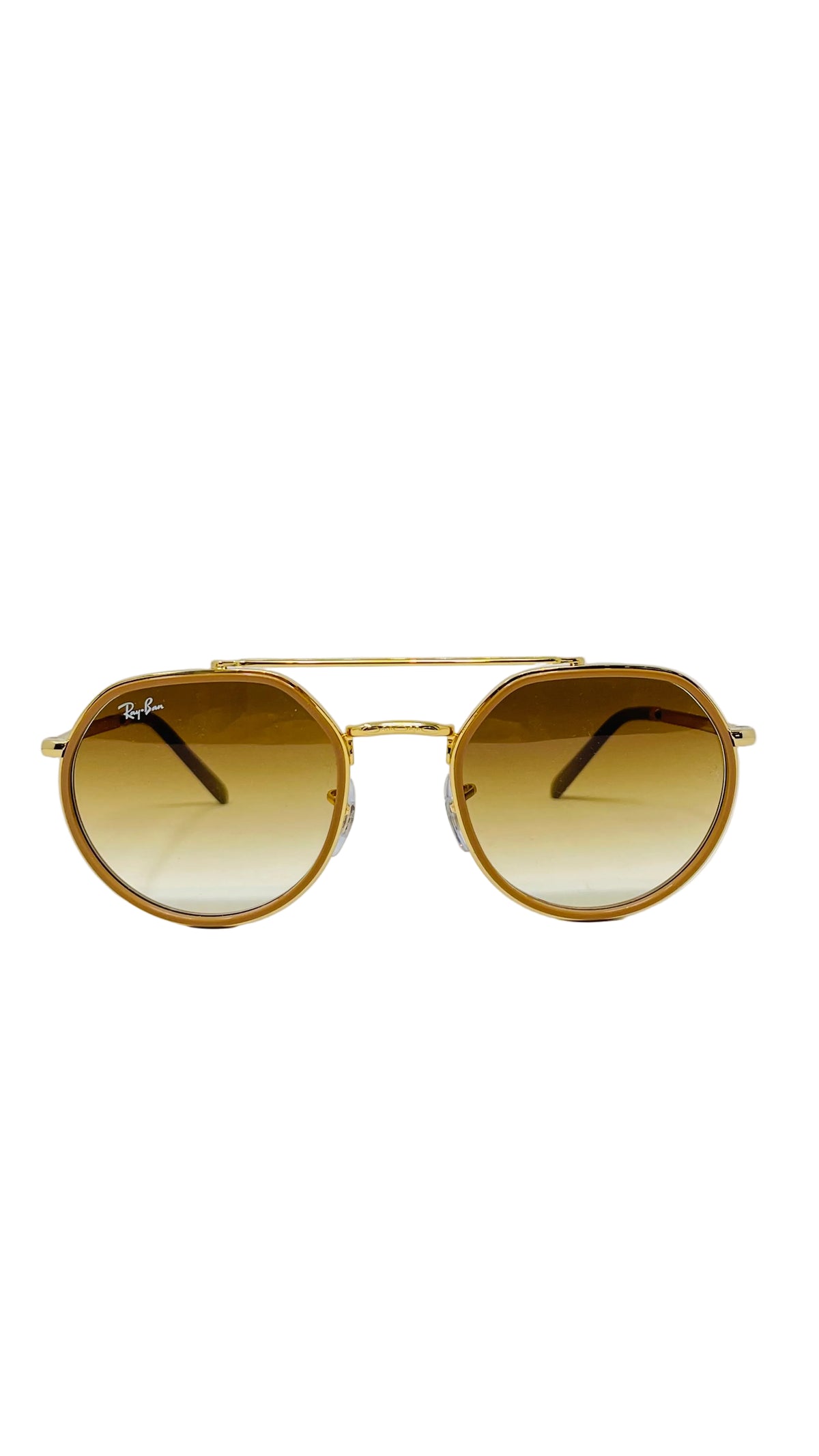 Ray-Ban Round Double Bridge Sunglasses PRE OWNED Gold Gradient