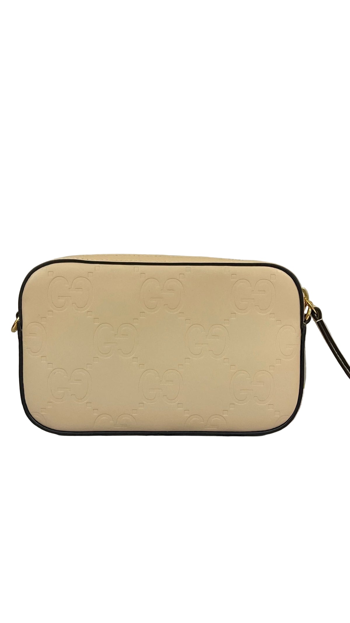 Gucci PRE OWNED GG Embossed Mini Chain Shoulder Bag Ivory