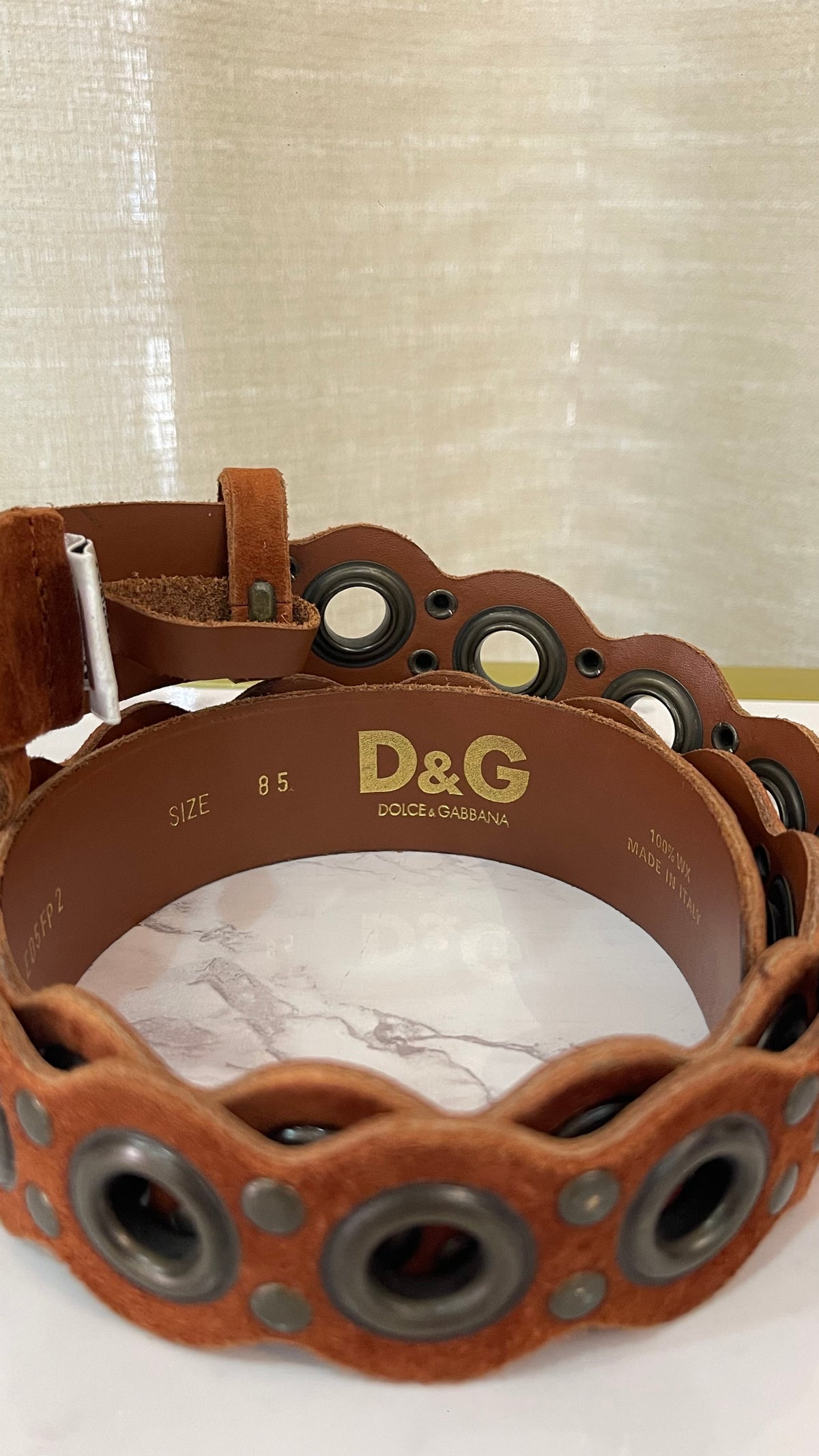 D&G Dolce & Gabbana PRE OWNED Suede Grommet Belt