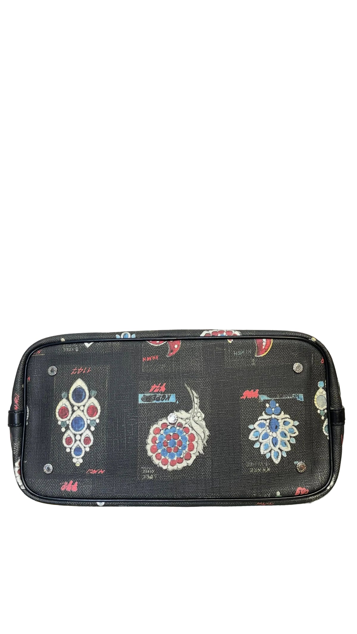 Bvlgari PRE OWNED Cabochon Jewel Print Tote Bag Black